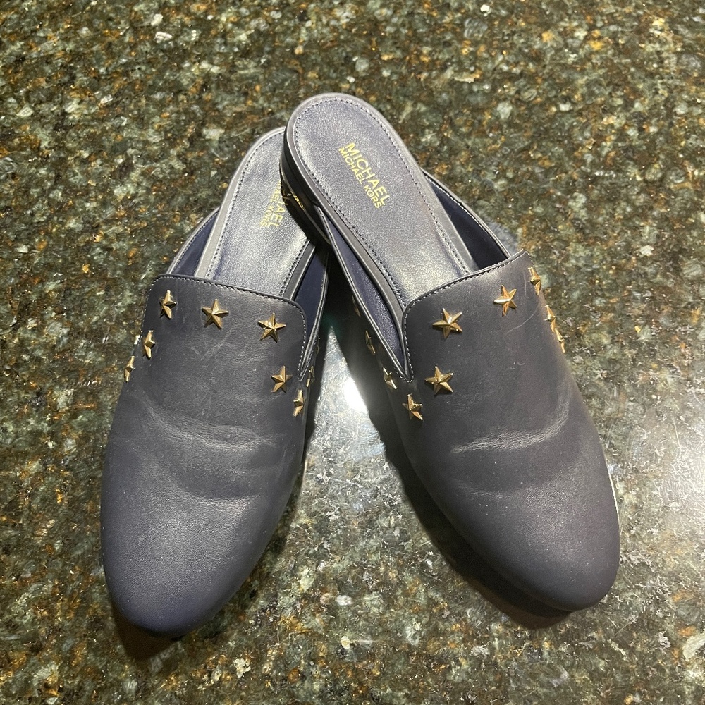 Michael Michael Kors Women's Natasha Star Studded Mules Navy